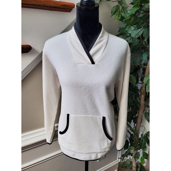 Vintage Talbots Solid Ivory Cotton Long Sleeve Pullover Casual Sweater Medium - Picture 2 of 9